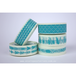 Aqua Washi Tape Set x 5