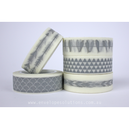 Grey Tones Washi Tape Set x 5