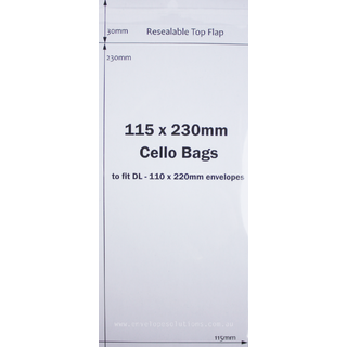 115 x 230mm BOPP "Cello" Bags